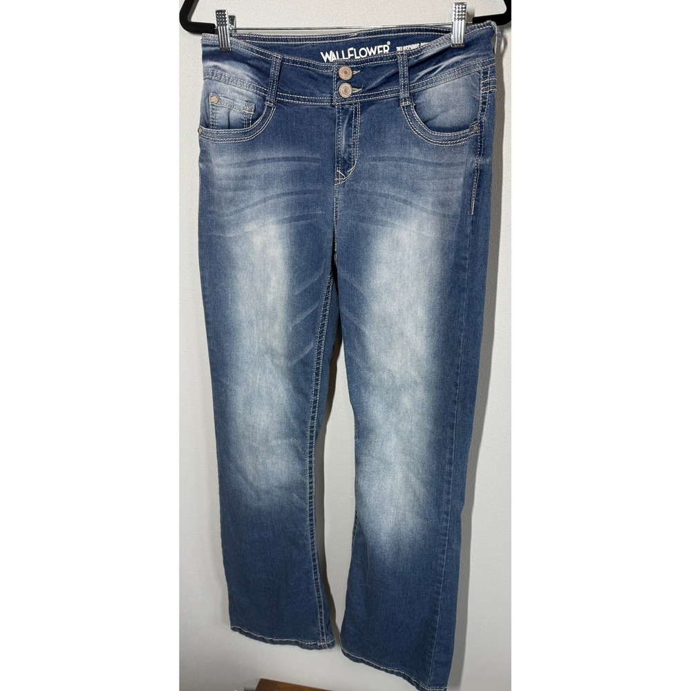 WallFlower Jeans Size 11 Blue Boot Cut Luscious Curvy Flap Pockets Y2K Cowgirl